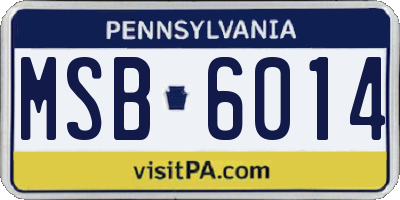 PA license plate MSB6014
