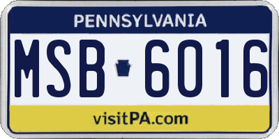 PA license plate MSB6016