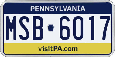 PA license plate MSB6017
