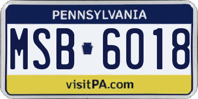 PA license plate MSB6018