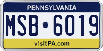 PA license plate MSB6019