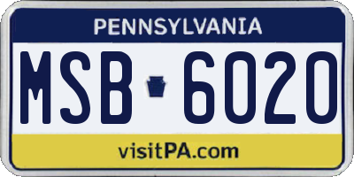 PA license plate MSB6020