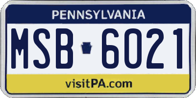PA license plate MSB6021