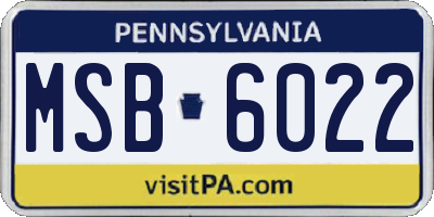 PA license plate MSB6022