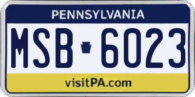 PA license plate MSB6023