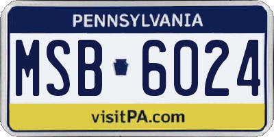 PA license plate MSB6024