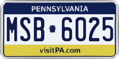 PA license plate MSB6025