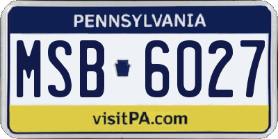 PA license plate MSB6027