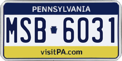 PA license plate MSB6031