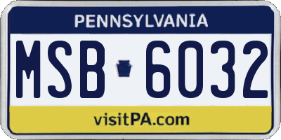 PA license plate MSB6032