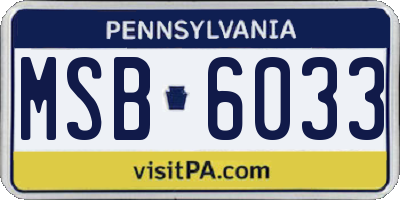 PA license plate MSB6033