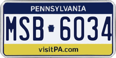 PA license plate MSB6034
