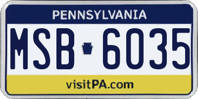 PA license plate MSB6035