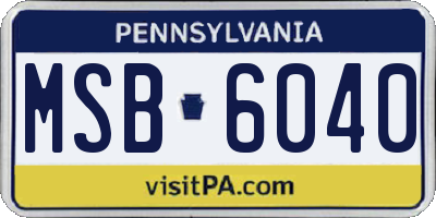 PA license plate MSB6040