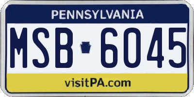 PA license plate MSB6045