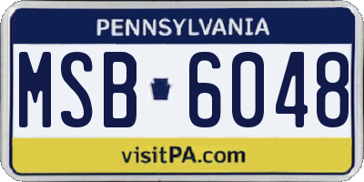 PA license plate MSB6048