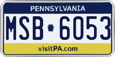 PA license plate MSB6053