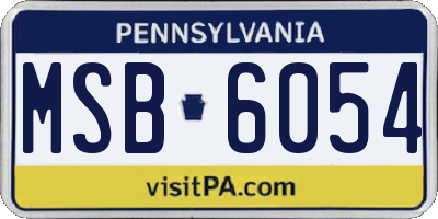 PA license plate MSB6054