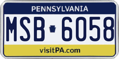 PA license plate MSB6058
