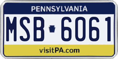 PA license plate MSB6061