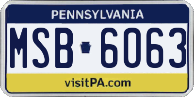 PA license plate MSB6063