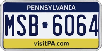 PA license plate MSB6064