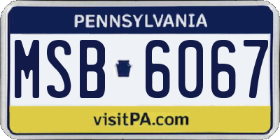 PA license plate MSB6067
