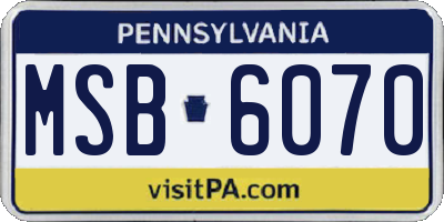 PA license plate MSB6070