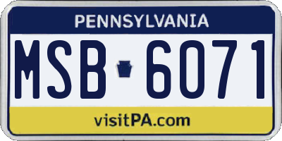 PA license plate MSB6071