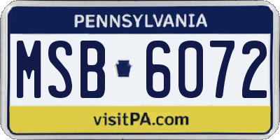 PA license plate MSB6072