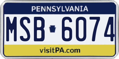PA license plate MSB6074