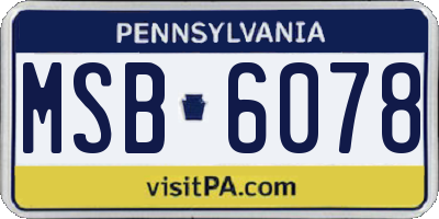 PA license plate MSB6078