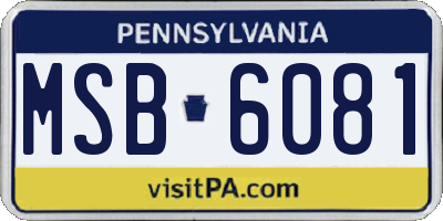 PA license plate MSB6081
