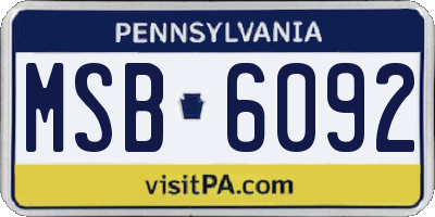 PA license plate MSB6092