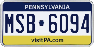 PA license plate MSB6094