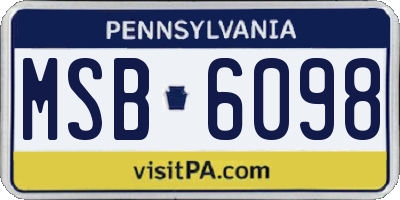 PA license plate MSB6098