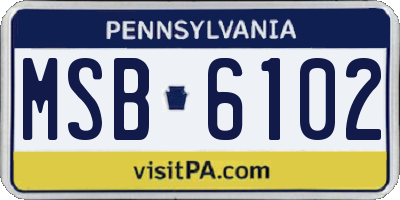PA license plate MSB6102