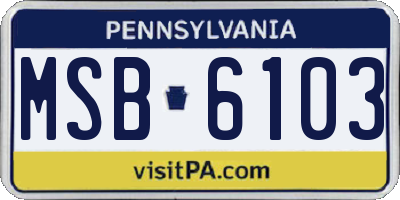 PA license plate MSB6103