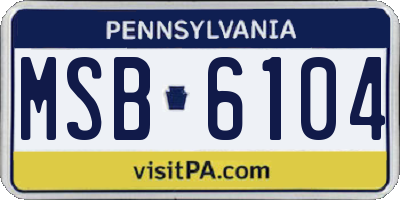 PA license plate MSB6104