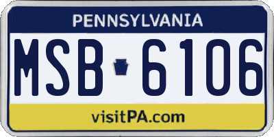 PA license plate MSB6106