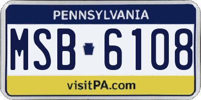PA license plate MSB6108