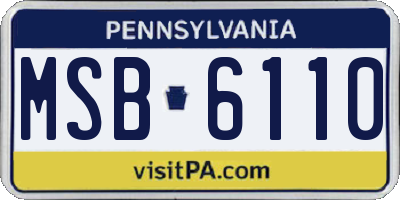 PA license plate MSB6110