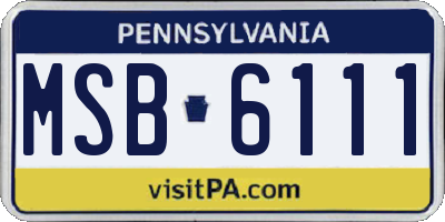 PA license plate MSB6111