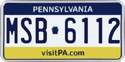 PA license plate MSB6112