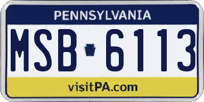 PA license plate MSB6113