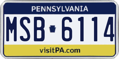 PA license plate MSB6114