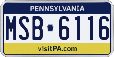 PA license plate MSB6116