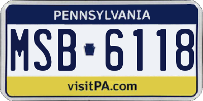 PA license plate MSB6118