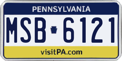 PA license plate MSB6121