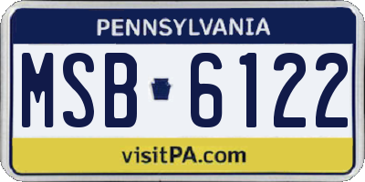 PA license plate MSB6122